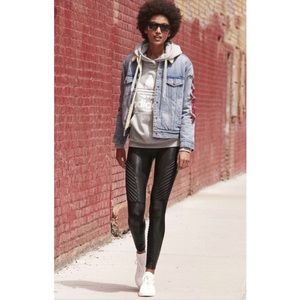 SPANX Faux Leather Moto Leggings Black Plus Size 1X High Rise Shaping Pants